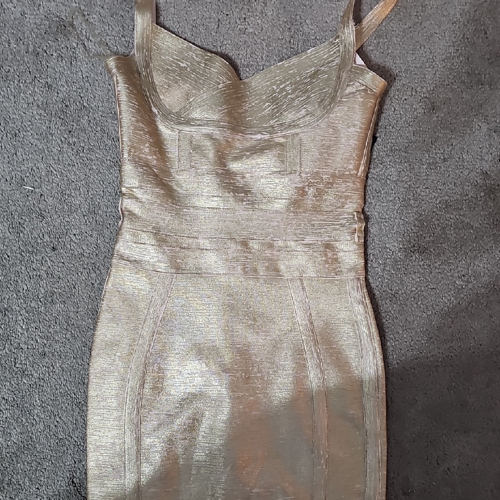 Strapless Gold Sheen Dress
